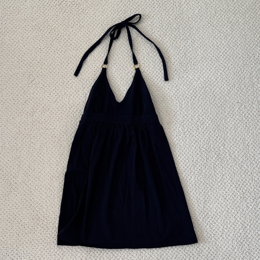 VICTORIA’S SECRET | Navy Halter Dress with Gold Accents Small